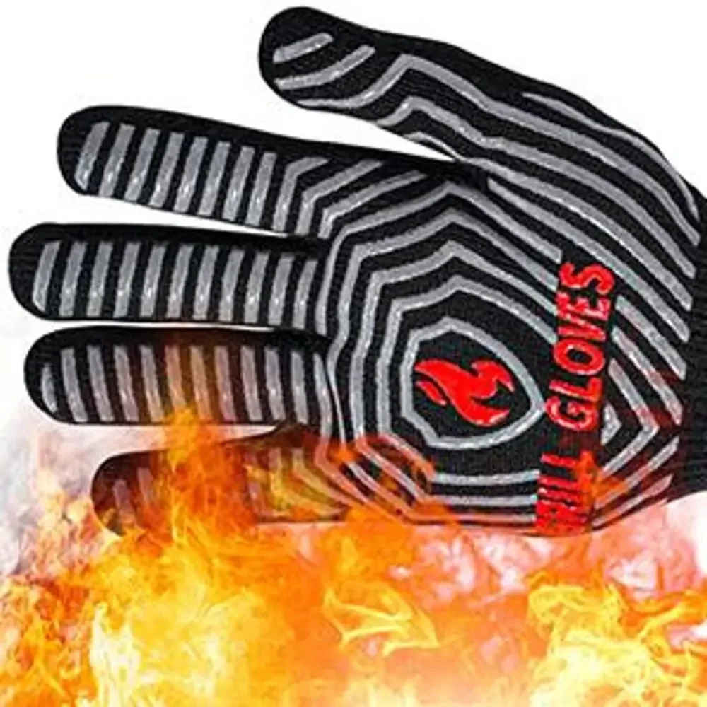 BBQ Gloves 1472°F Heat Resistant Non-Slip Silicone Cooking Grilling Oven